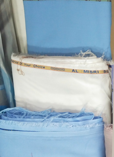 Light Sky Blue , Dark Sky Blue and White - Unstitched Top Class Wash & Wear Fabric